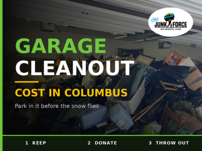 Garage cleanout cost in Columbus. OJF logo.